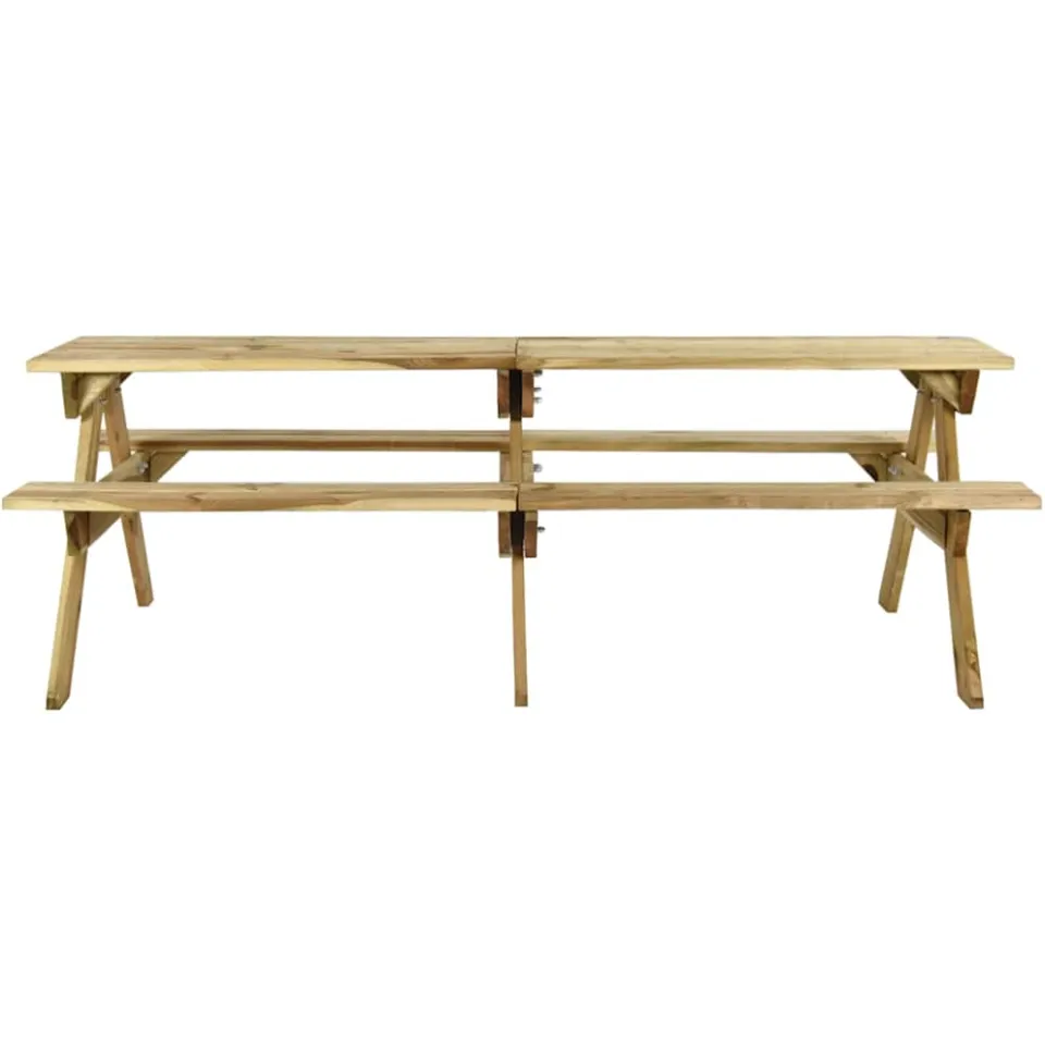 vidaXL Picknicktafel met banken 220x122x72 cm geïmpregneerd grenenhout bruin, foto 2