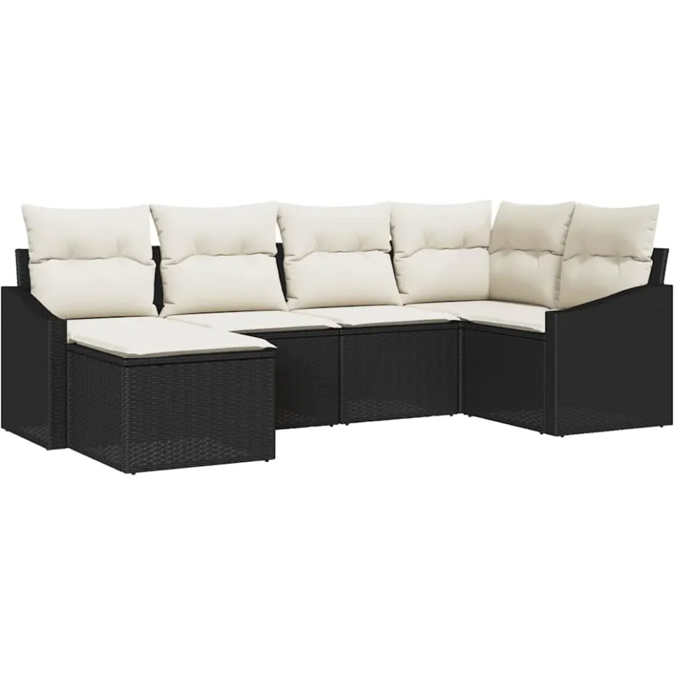 vidaXL Tuin Eetset 6 st Zwart en Crème
