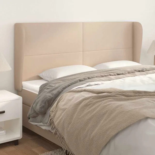 vidaXL Hoofdbord met randen 183x23x118/128cm kunstleer cappuccinokleur bruin