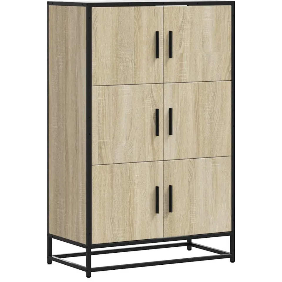 vidaXL Hoge kast 68x35x106,5 cm bewerkt hout en metaal sonoma eiken, foto 3