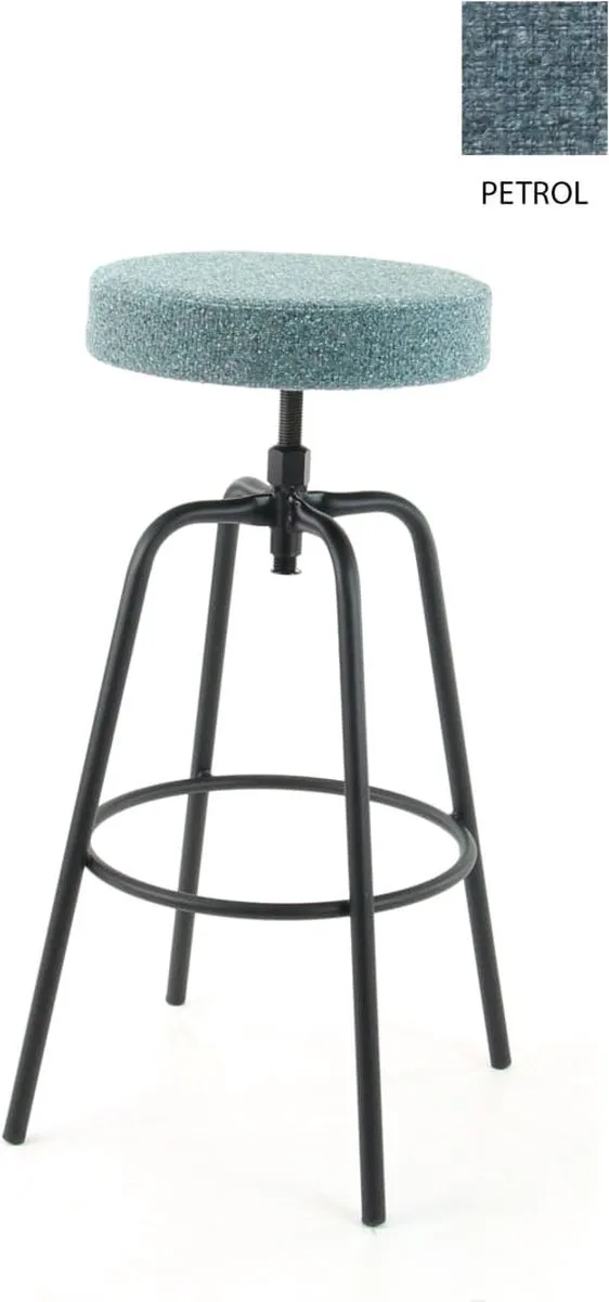 Workliving Barkruk Hoog Rond - Boucle Petrol - 74-82 CM Hoog - Society Boucle Petrol