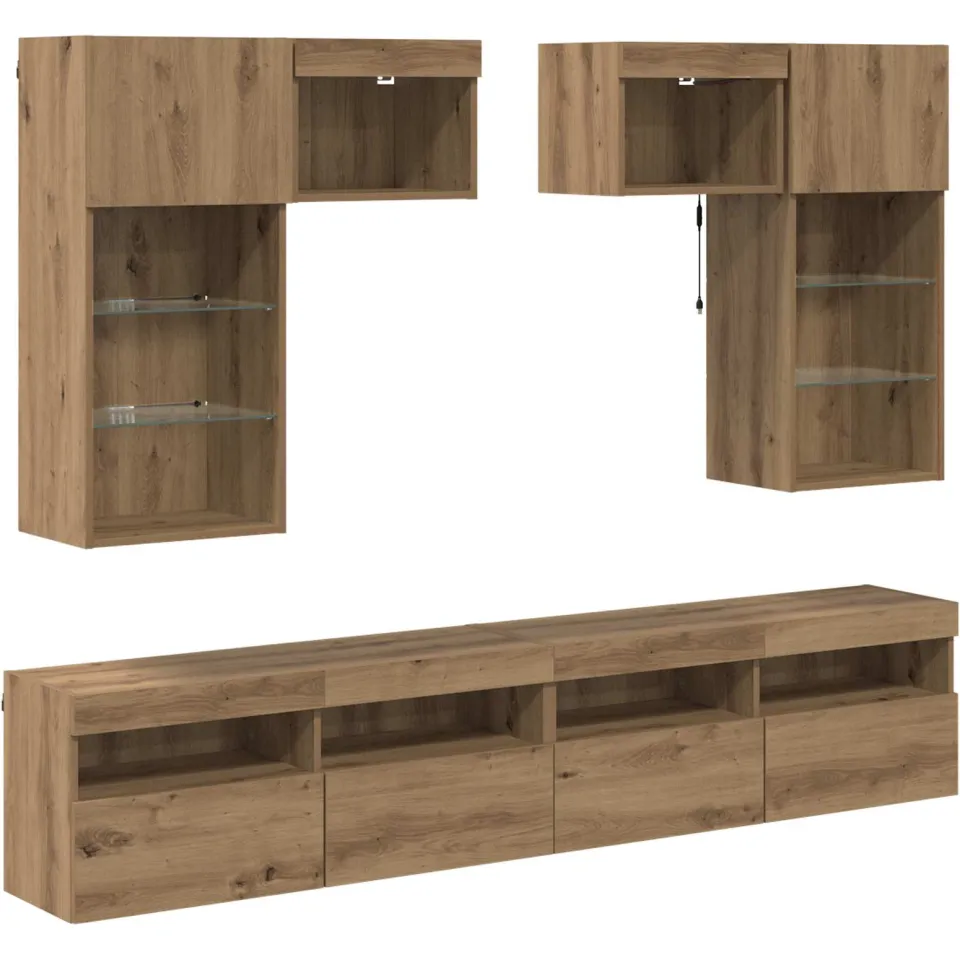 vidaXL TV Wandmeubels 6 st 100 x 30 x 40 cm Oud Hout bruin, foto 3