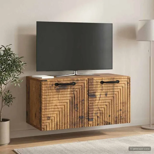 vidaXL Wandbeugel TV-kast Oud hout 59,5 x 31 x 30 cm Bewerkt hout Bruin