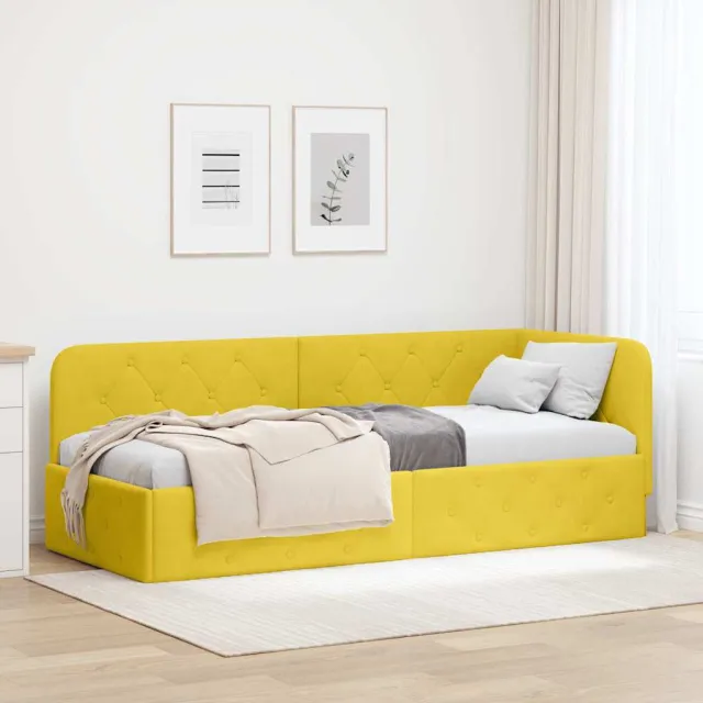 vidaXL Hoekbedframe Geel 80 x 200 cm fluweel