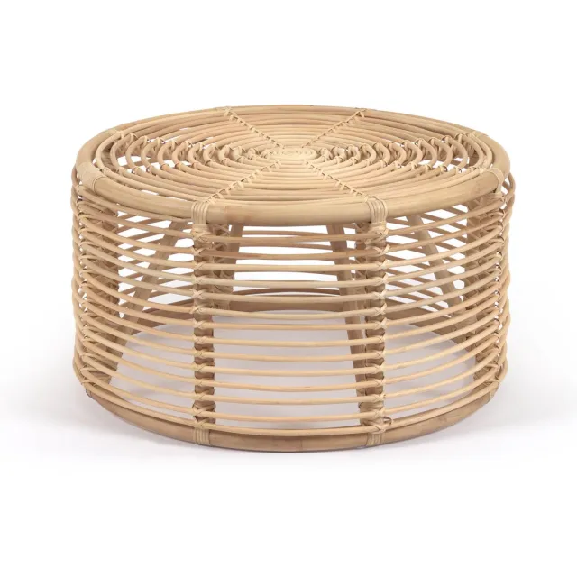 Kave Home Salontafel Kohana rond in rotan met natuurlijke afwerking Ø 66 cm Bruin