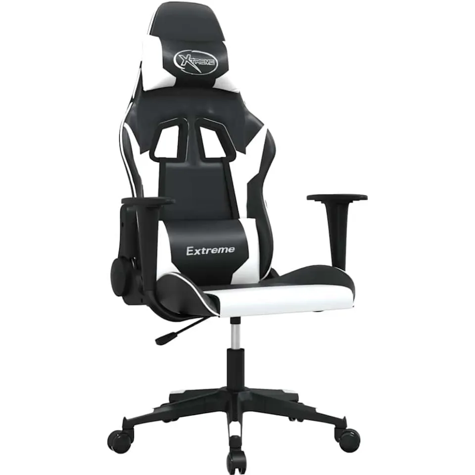 vidaXL Gamestoel kunstleer zwart en wit, foto 3