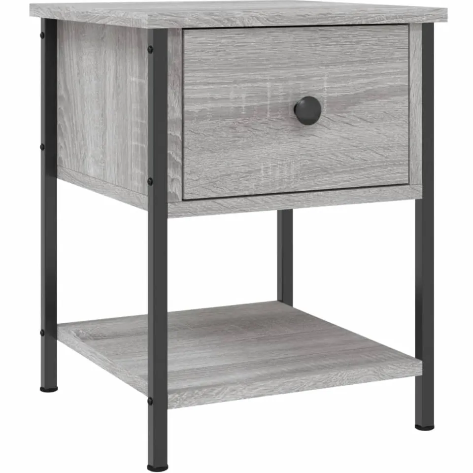 vidaXL Nachtkastjes 2 st 34x35,5x45 cm bewerkt hout grijs sonoma eiken
