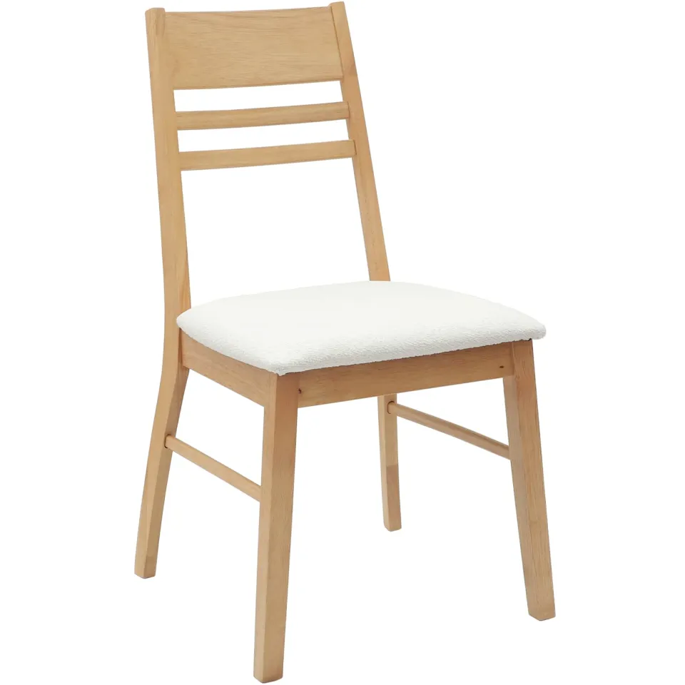 vidaXL Eettafelstoelen 2 st Massief Rubberhout Natuurlijk en wit, foto 4
