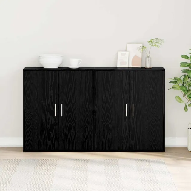 vidaXL Dressoir 2 st Zwart Eiken 60 x 31 x 70 cm Bewerkt hout