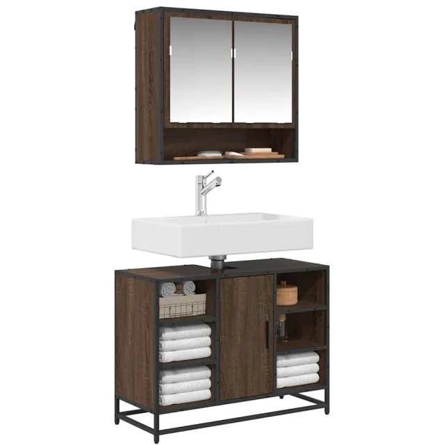 vidaXL Wastafelkast 80x33x60 cm bewerkt hout bruin eikenkleurig