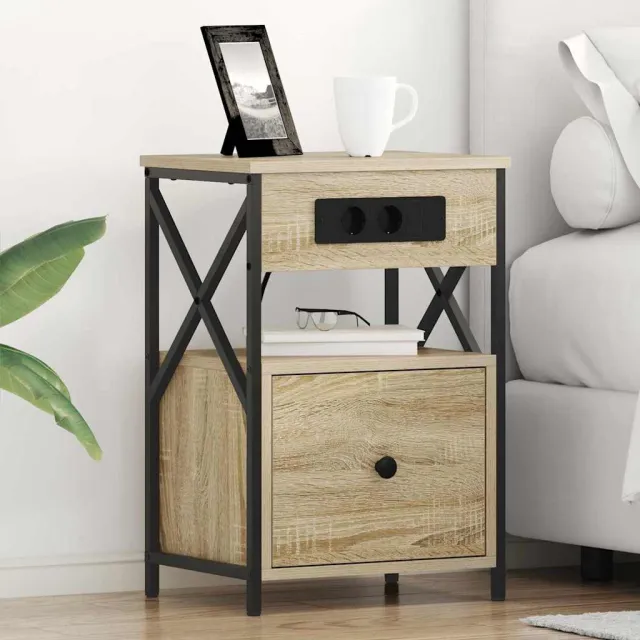 vidaXL Nachtkastje Sonoma Eiken 40 x 31 x 60 cm Bewerkt hout, foto 2