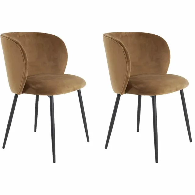 NordXL Eetkamerstoel Elyna velvet bruin | set van 2