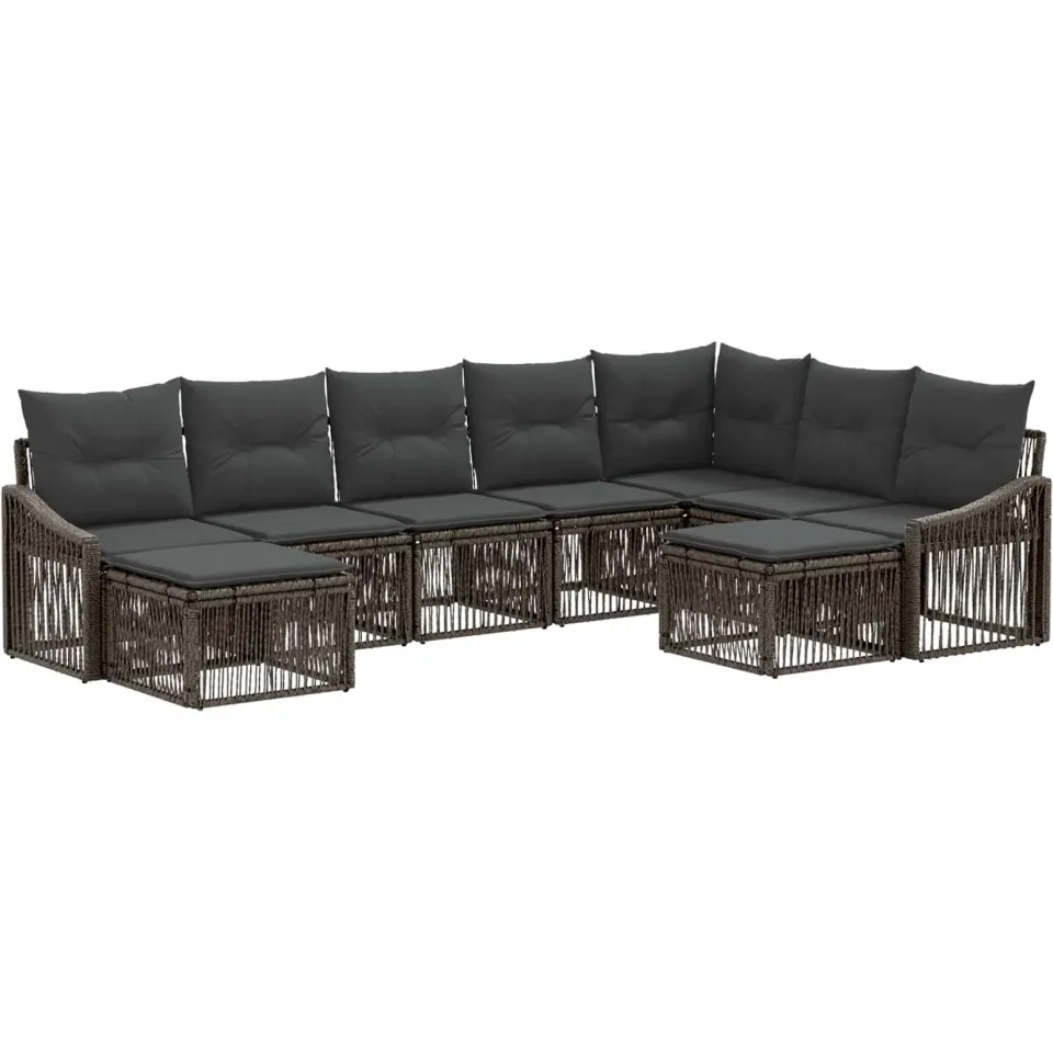 vidaXL Tuinbankenset 9 st 9-zits Grijs poly rattan, foto 3
