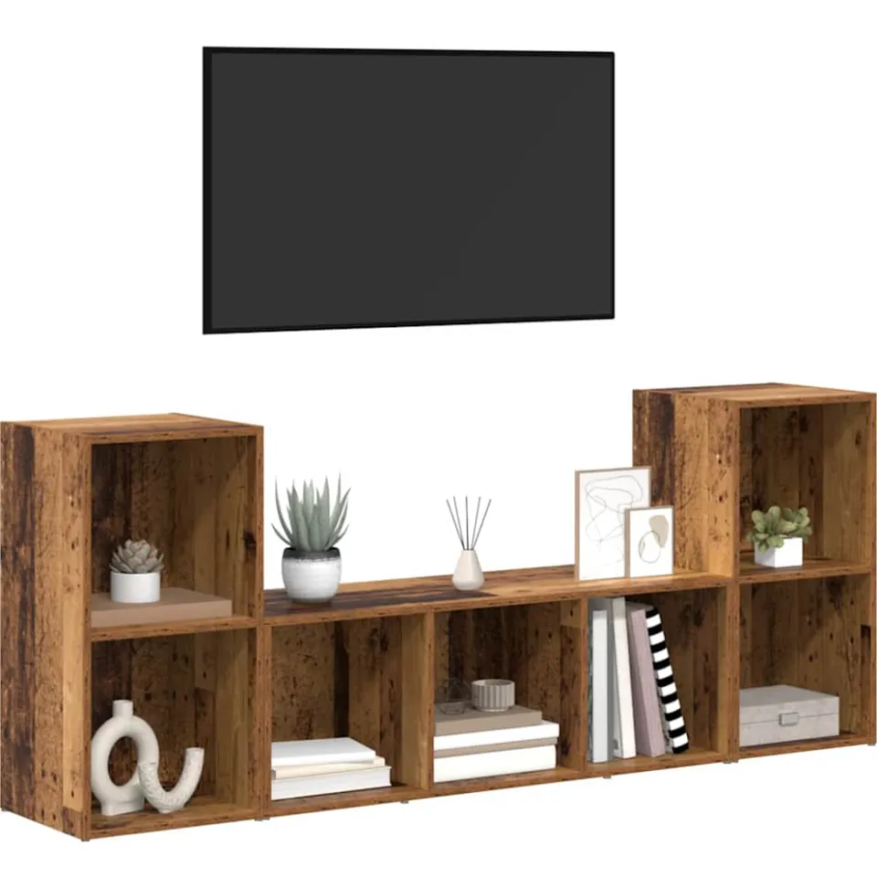 vidaXL Tv-meubelset 3 st 107 x 35 x 37 cm Bruin, foto 3