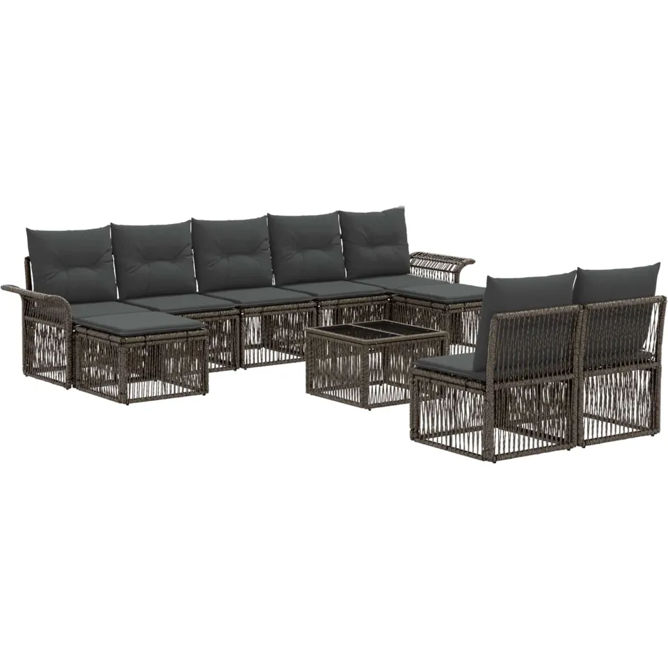 vidaXL Tuinbankenset 10 st Grijs poly rattan, foto 3
