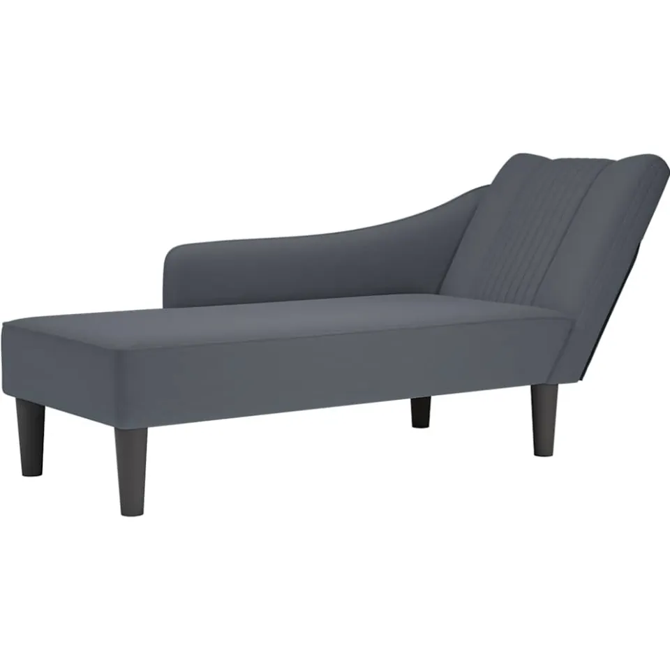 vidaXL Chaise longue met rechterarmleuning fluweel donkergrijs