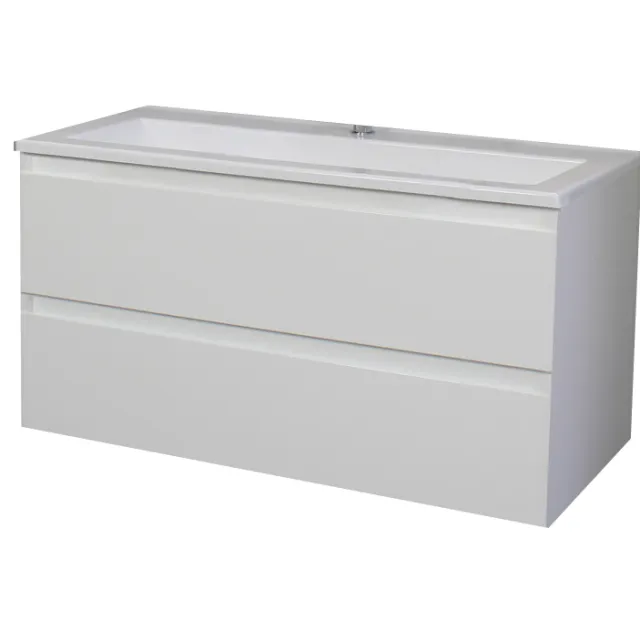 Boss & Wessing Badkamermeubel BWS Pepper Acryl Wastafel Met Kraangat 100x55x46 cm Wit