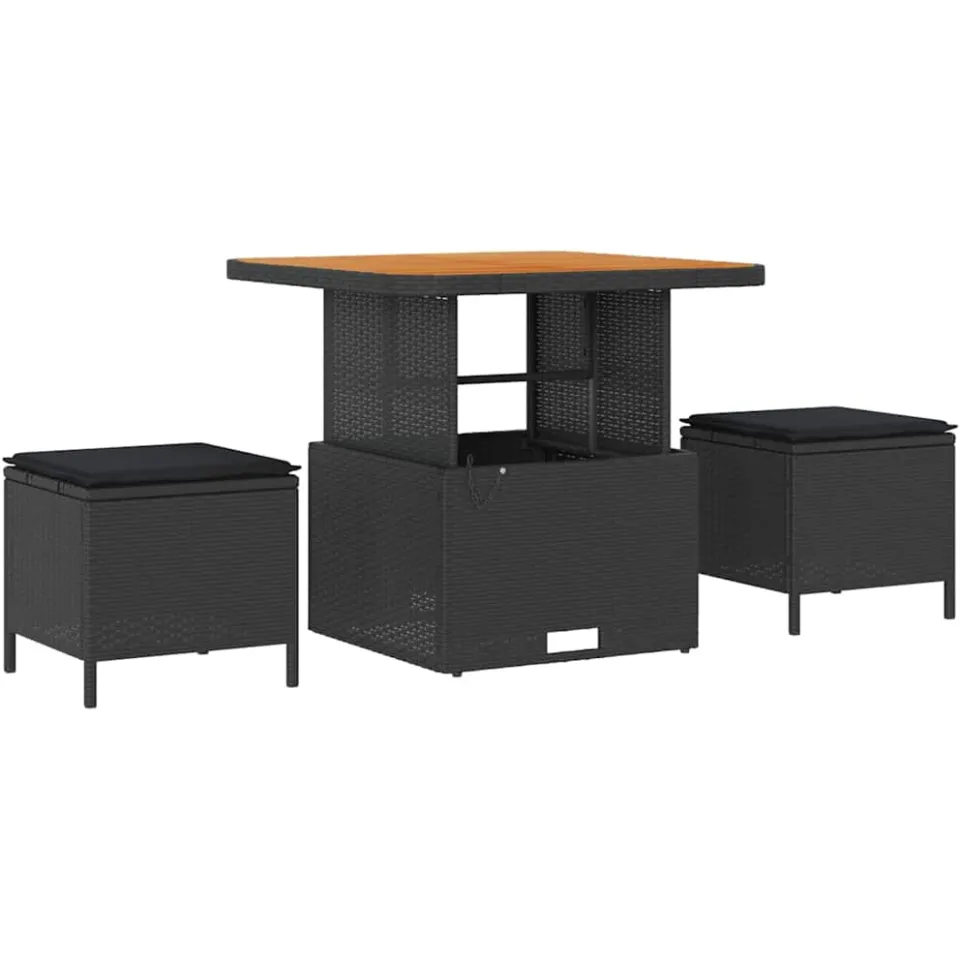vidaXL Tuinbankenset 11 st Zwart poly rattan, foto 4