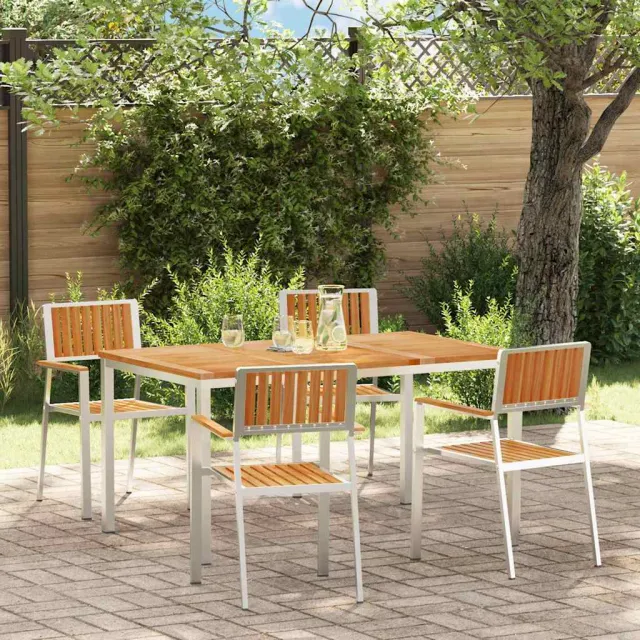 vidaXL Buiten eettafelset 5 st 150 x 90 x 75 cm Bruin
