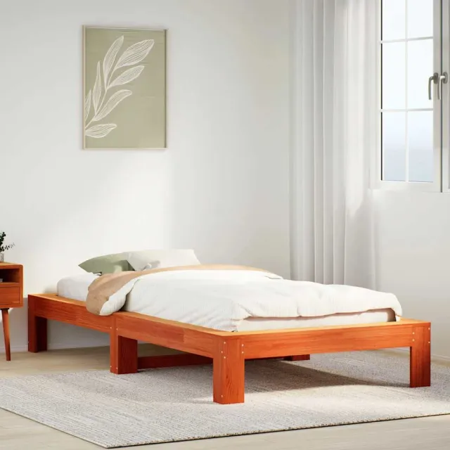 vidaXL Bedframe zonder matras massief grenenhout wasbruin 75x190 cm bruin