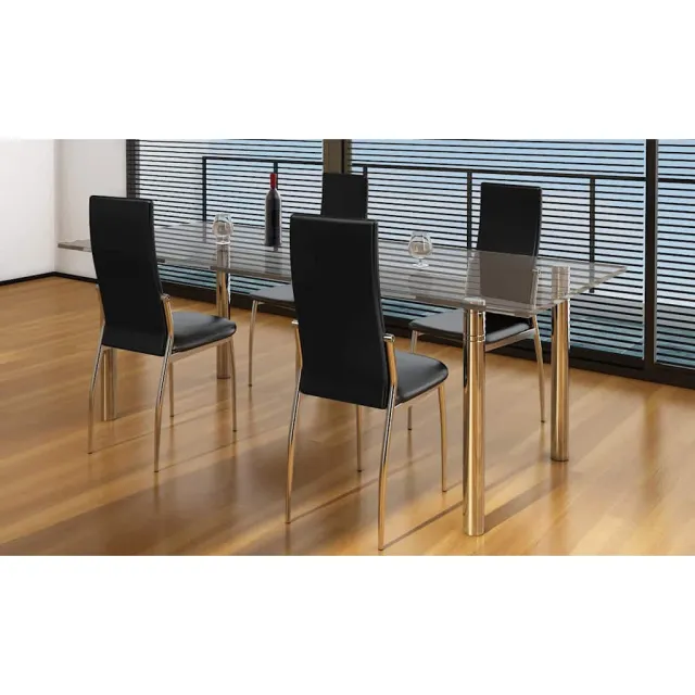 vidaXL Eetkamerstoelen 4 st kunstleer zwart, foto 2