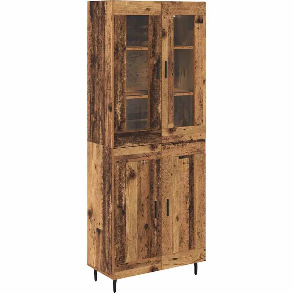 vidaXL Hoge kast 2 st Oud Hout 69,5 x 34 x 180 cm Bewerkt hout bruin, foto 3