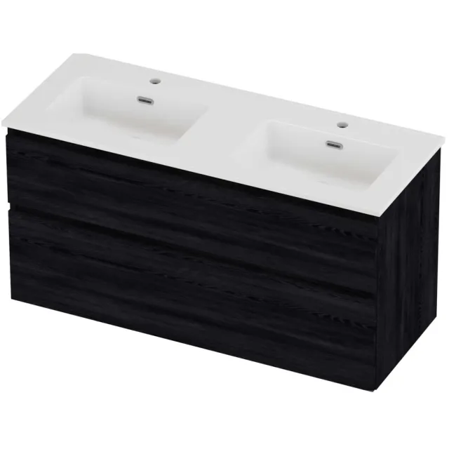 Proline Tribute Badmeubelset Porselein Elegant 2 Gaten 120x46x62 cm Glans Wit Black Oak