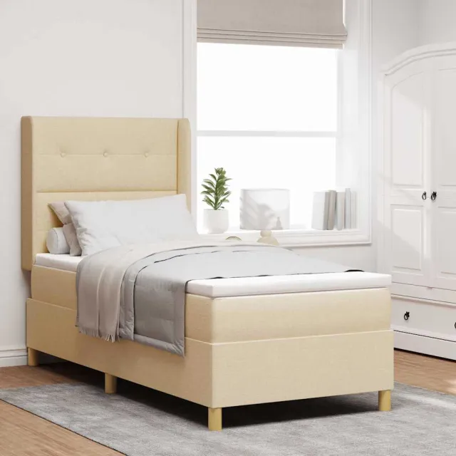 vidaXL Boxspringbed met hoofdeinde Crème 90 x 200 cm Stof