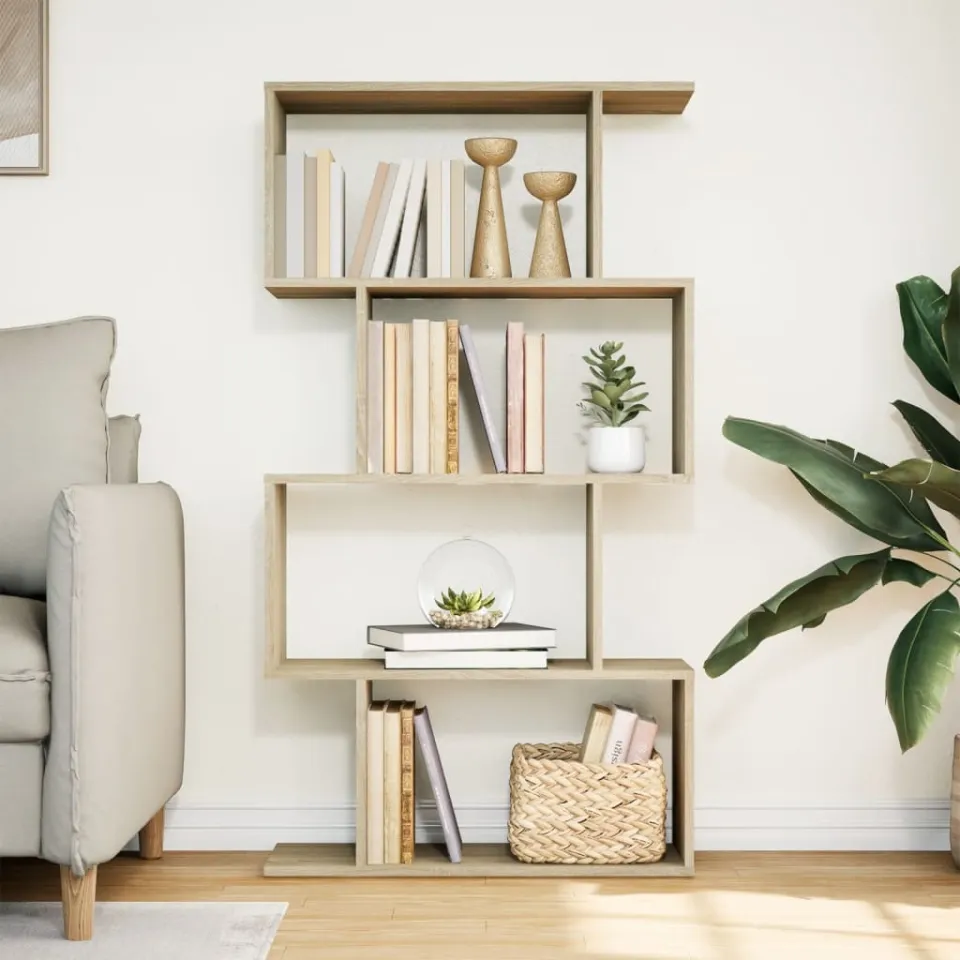 vidaXL Kamerscherm / boekenkast 4-laags 70x24x129 cm hout sonoma eiken, foto 2
