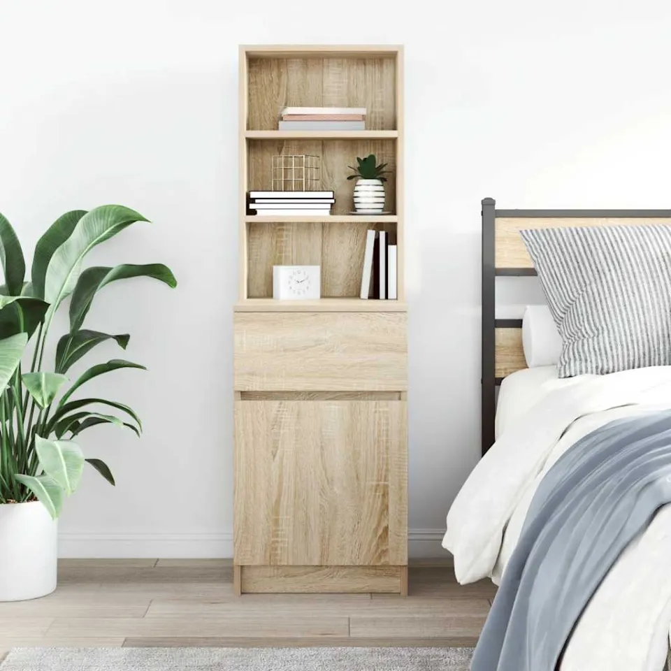 vidaXL Nachtkastje 39x35x125 cm bewerkt hout sonoma eikenkleurig, foto 3