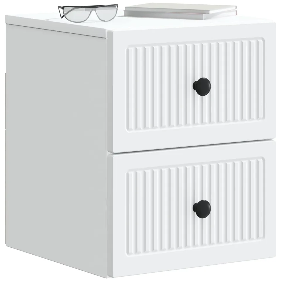 vidaXL Wandbeugel Bedkast 2 st Wit 33 x 34,5 x 40 cm Bewerkt hout