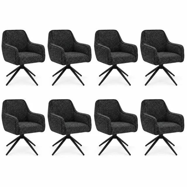 Puur DS4U- Loisa armstoel met terugdraaifunctie - Set van 8 - Donkergrijs - Stof