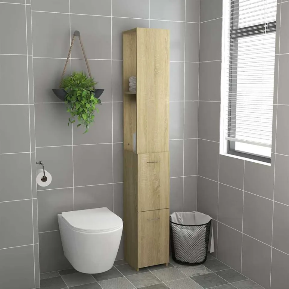 vidaXL Badkamerkast 25x26,5x170 cm bewerkt hout sonoma eikenkleurig, foto 3