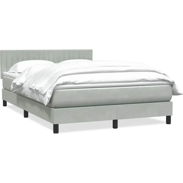 vidaXL Boxspring met matras fluweel lichtgrijs 160x210 cm grijs