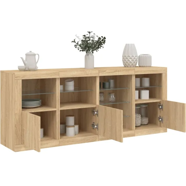 vidaXL Dressoir met LED-verlichting 164x37x67 cm sonoma eikenkleurig Bruin