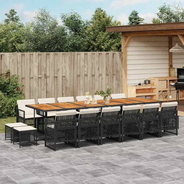 vidaXL 17-delige Tuinset met kussens poly rattan zwart, foto 2