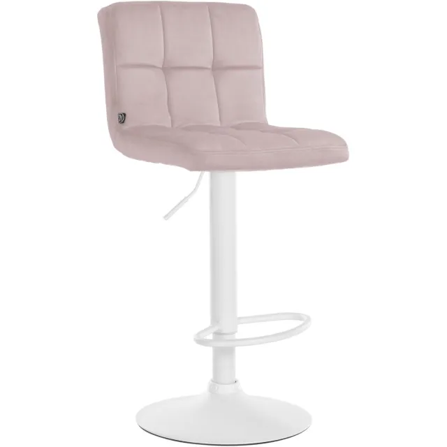 CLP Peru Barkruk - Met rugleuning - Voetsteun - Fluweel - Velvet - wit/roze