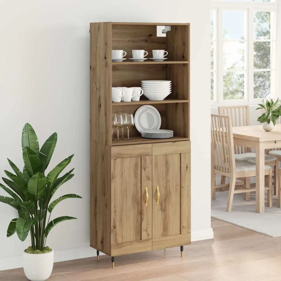 vidaXL Hoge kast Artisan Eiken 69,5 x 34 x 180 cm Bewerkt hout, foto 4
