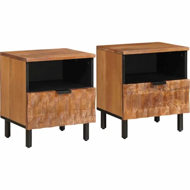 vidaXL Nachtkastje 2 st Bruin 40 x 33 x 46 cm Massief Mango Hout