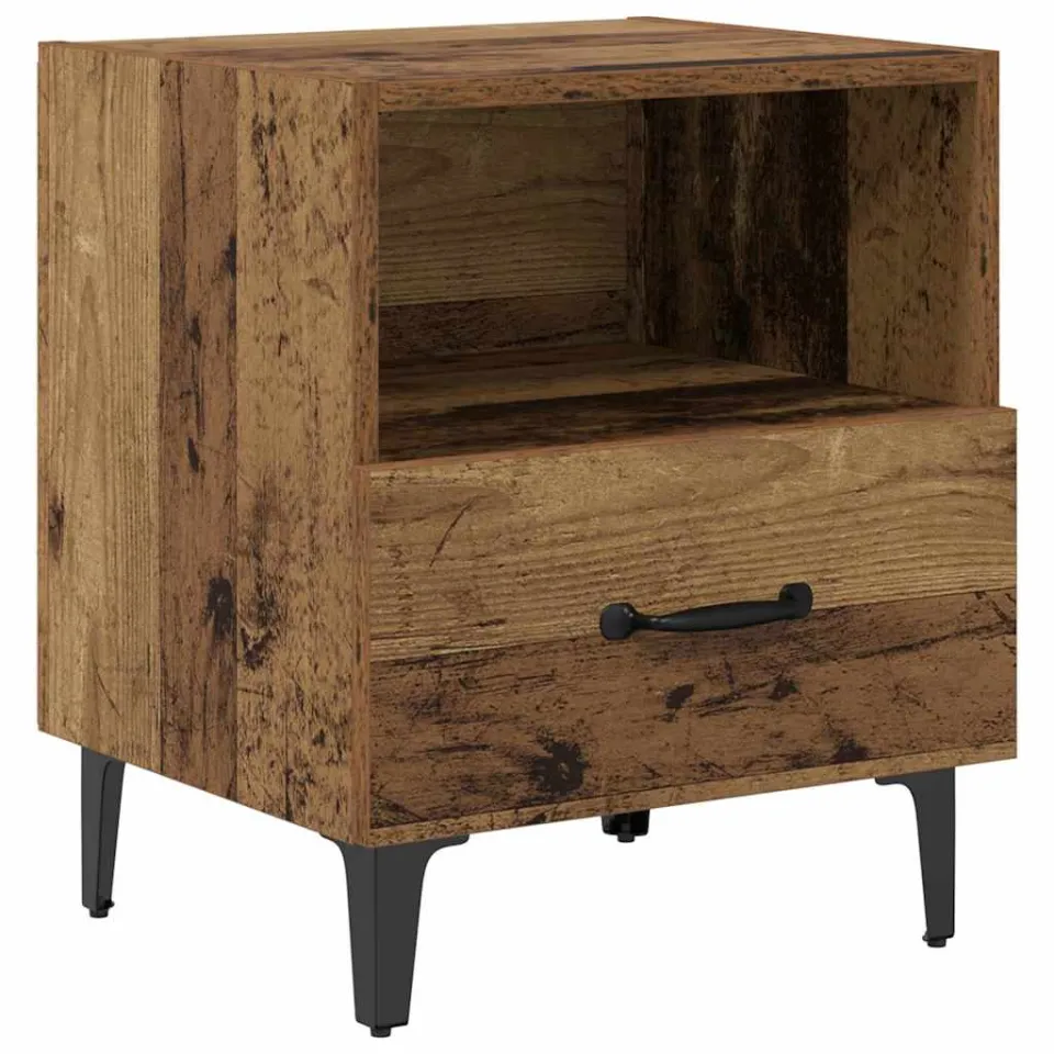 vidaXL Nachtkastje Oudhout 40 x 35 x 47,5 cm Bewerkt hout bruin, foto 3
