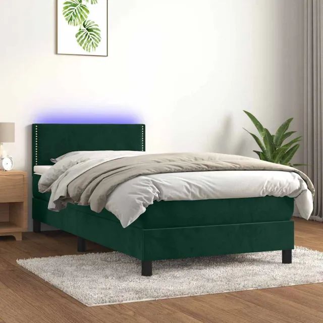 vidaXL Boxspring met matras en LED fluweel zwart 100x200 cm