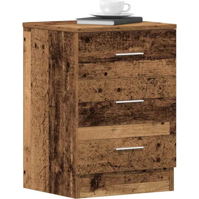 vidaXL Nachtkastje 38x35x55 cm bewerkt hout oud houtkleurig Bruin
