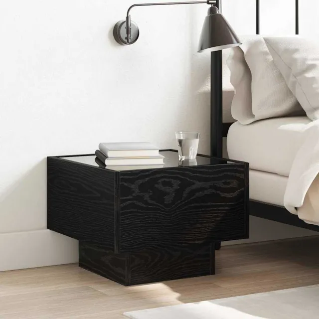 vidaXL Salontafel Zwart Eiken 40 x 40 x 30 cm Bewerkt hout, foto 2