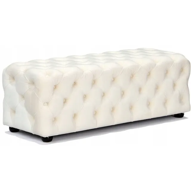 Messa Home Crème gestoffeerde poef bank gigant 125cm - Stijlvol en comfortabel