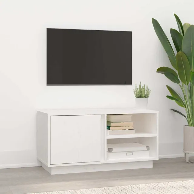 vidaXL Tv-meubel 80x35x40,5 cm massief grenenhout wit, foto 2