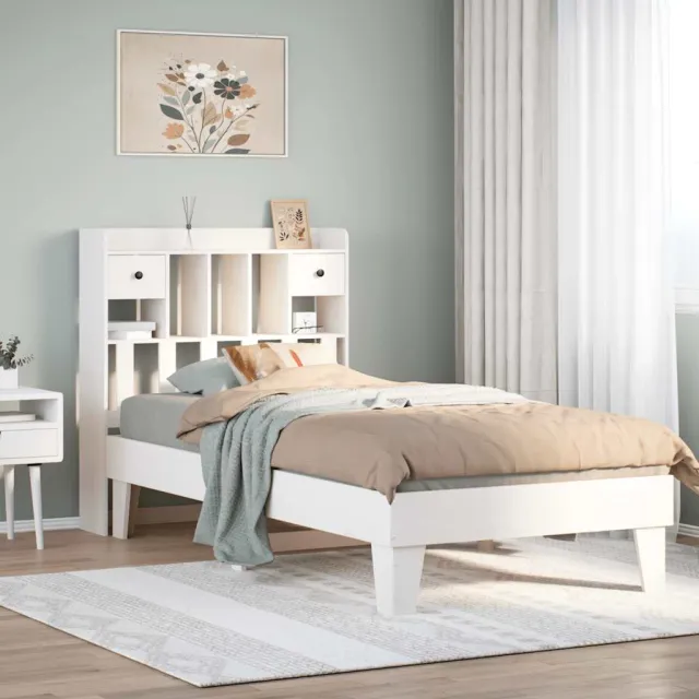 vidaXL Bedframe zonder matras massief grenenhout wit 90x200 cm