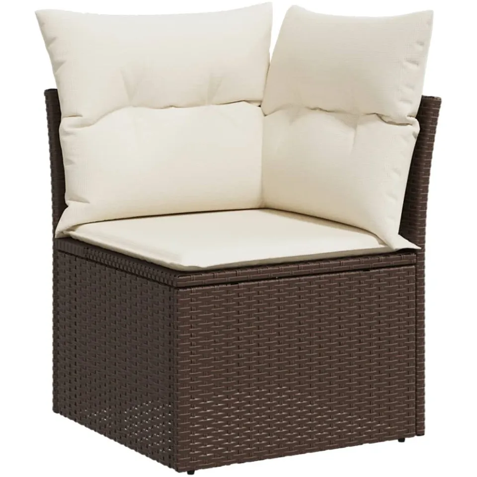 vidaXL 12-delige Loungeset met kussens poly rattan bruin