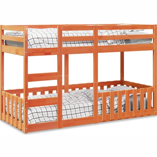 vidaXL Stapelbed massief grenenhout wasbruin 75x190 cm bruin