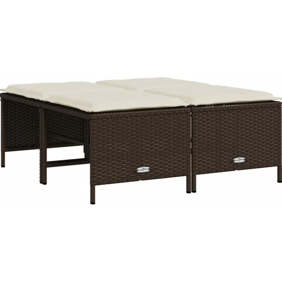 vidaXL 5-delige Loungeset met kussens poly rattan bruin, foto 4
