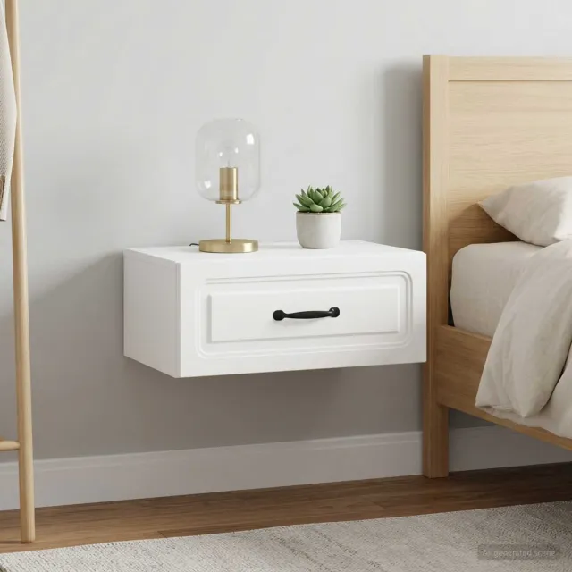 vidaXL Wandbeugel Bedkast 2 st Wit 49 x 34,5 x 20 cm Bewerkt hout, foto 2